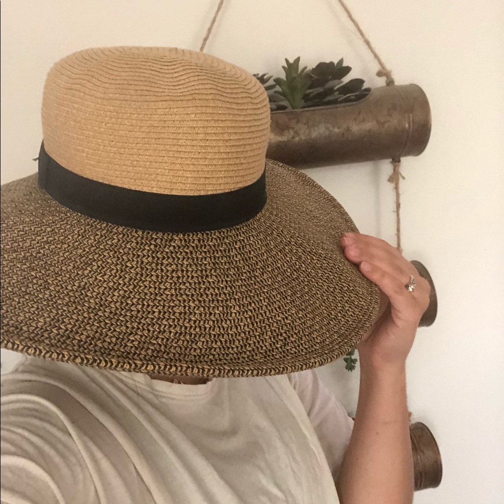 Carly Jean Los Angeles Tan and Black Wide Brim Hat
